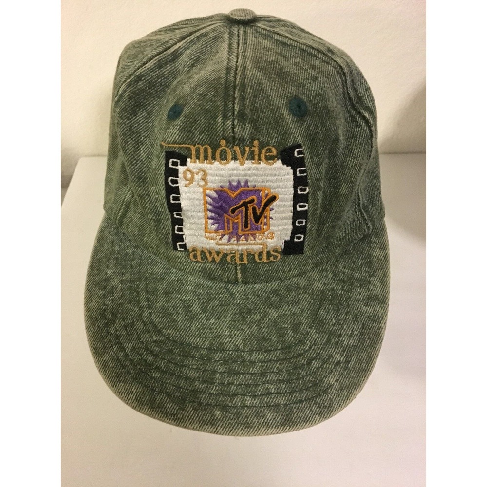 Vintage MTV 1993 Hat Cap Movie Awards Green Stonewash Denim Butterfinger Advert
